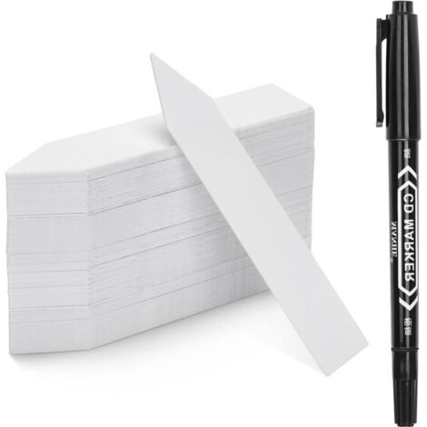100 etichette in plastica per piante, etichette da giardino in plastica bianca 10x2 cm