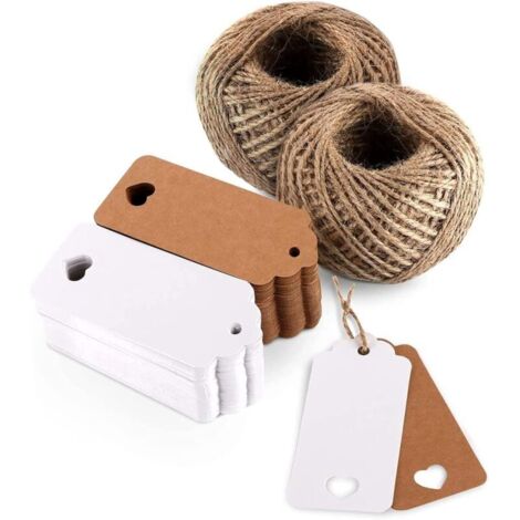 100 etiquetas de papel kraft con 30 m de yute para regalos de boda, decoración de fiesta de Navidad