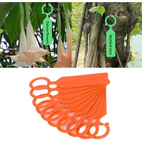 【100 Étiquettes de Plantes】 PVC 11x2.4cm Orange - Marqueurs Accrochables Réutilisables pour Potager, Jardins, Semis