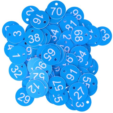 100 Étiquettes Numérotées Rondes pour Ruche - Marqueurs de Cadre Apicole avec Trou - Accessoire Apicole (Bleu et Blanc)