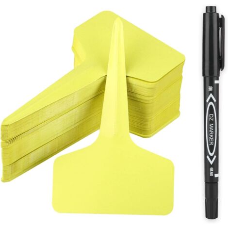 100 étiquettes plantes, PVC résistant UV, forme T, zone écriture 6x3 cm, hauteur 10 cm, pour potager et semis