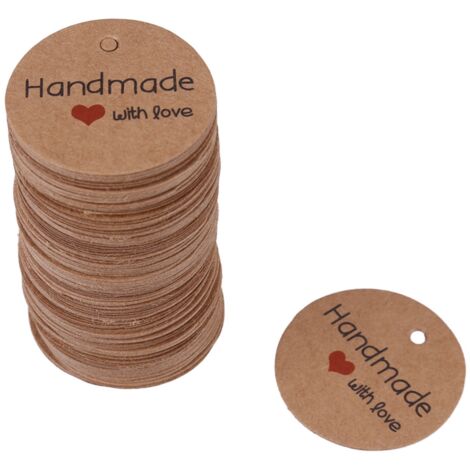 100 étiquettes suspendues marron artisanales pour cadeaux de mariage, desserts ou bijoux - Lot de 100 pièces 3