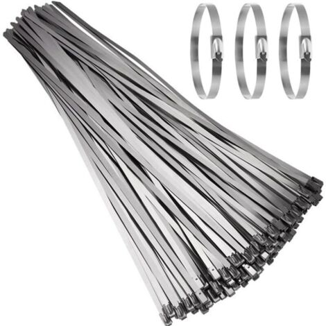 100 fascette per cavi in acciaio inossidabile 500×4,6 mm, fascette per cavi in acciaio inossidabile, morsetti per cavi in acciaio, fascette per cavi in metallo per