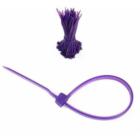 100 fascette stringitubo in plastica 2,5x100mm viola dentellate per diametro 22mm, resistenti a olio e benzina, fascette per cavi, fissaggio tubi/flessibili, nylon, universali