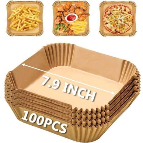 100 feuilles de papier sulfurisé pour friteuse à air, 7,9 pouces, antiadhésif, résistant à la graisse
