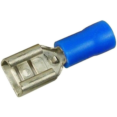 100 fiches femelles bleues pour languette plate de 6.3 x 0.8mm, section: 1,5 à 2,5mm² (730E)