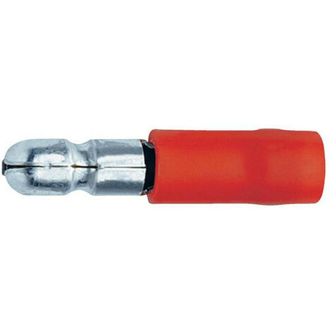100 fiches rondes males rouges pour conducteur de sections 0,5 à 1,5mm² (B1020E)