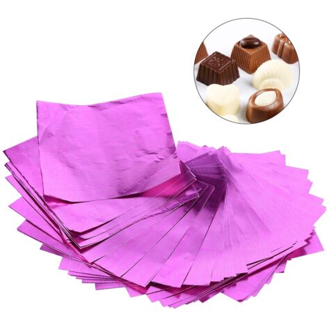 100 fuchsiafarbene Lebensmittelverpackungsblätter 7,5 x 7,5 cm für hausgemachte Pralinen und Süßigkeiten