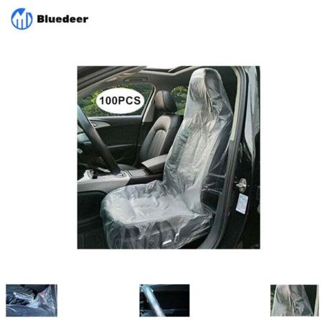 100 fundas de asiento desechables, funda de asiento de plástico transparente Bluedeer