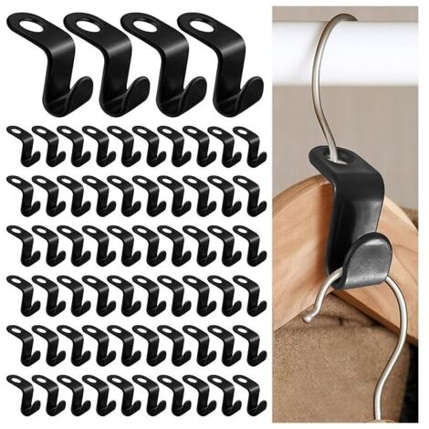 100 ganci salvaspazio per grucce, ganci di collegamento per grucce, mini grucce a cascata, organizer per armadio, ideali per risparmiare spazio nell'armadio (nero)