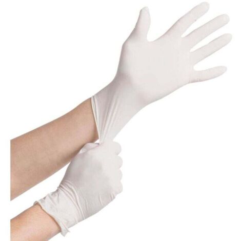 (100 Gants) Blanc, Taille M Gants Jetables en Latex, Fins et Non Poudrés, Doigts Renforcés et Adhérisés, Protection Multiusage, Alimentaire, Chimique et Mécanique