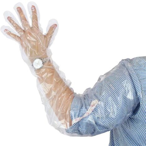 100 gants longs jetables en plastique pour insémination rectale vétérinaire -