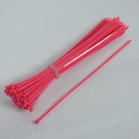 100 gezahnte Nylon-Klemmschelle rosa 3.6x250 für Auto Motorrad