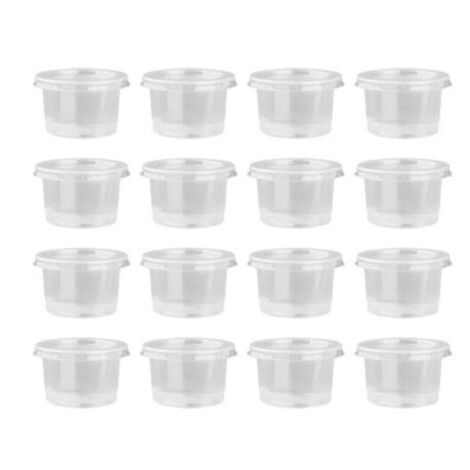 100 gobelets jetables en plastique transparent avec couvercles pour contenir des sauces et des chutneys, gobelets portables (30 ml)