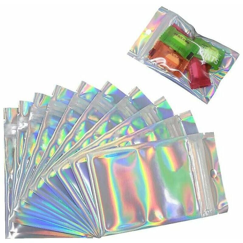 100 große wiederverschließbare geruchsdichte Mylar-Beutel. Holografische Farbfolie mit Reißverschluss 7,5 12 cm | 07068460322790 100 große wiederverschließbare geruchsdichte Mylar-Beutel. Holografische Farbfolie mit Reißverschluss 7,5 12 cm | 07068460322790