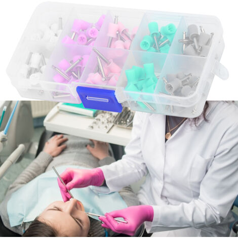 100 Gummipolierbohrer für die Zahnpflege mit Aufbewahrungsbox, ideal für die häusliche Zahnpflege