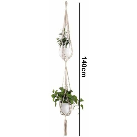 100 % handgefertigter Blumentopf-Aufhänger, Spitzenaufhänger, Wanddekoration, Garten, zum Aufhängen, geknotetes Seil, 140 cm