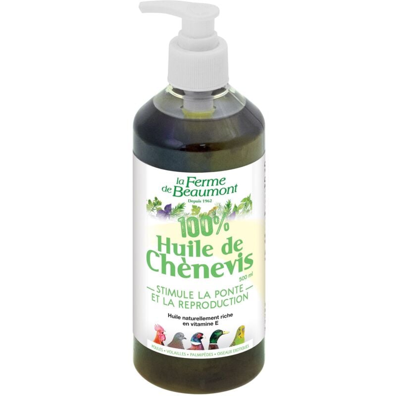 Ferme De Beaumont - 100% Huile de chènevis Stimule la ponte et la reproduction volailles oiseaux