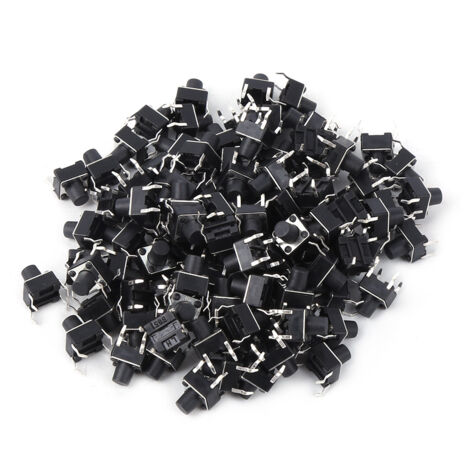 100 interruptores táctiles momentáneos, mini interruptores táctiles, 6 x 6 x 7 mm