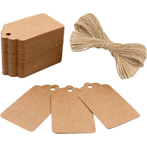 100 Kraftpapier-Etiketten, Geschenkanhänger, Gepäckanhänger – Blanko-Etiketten für We