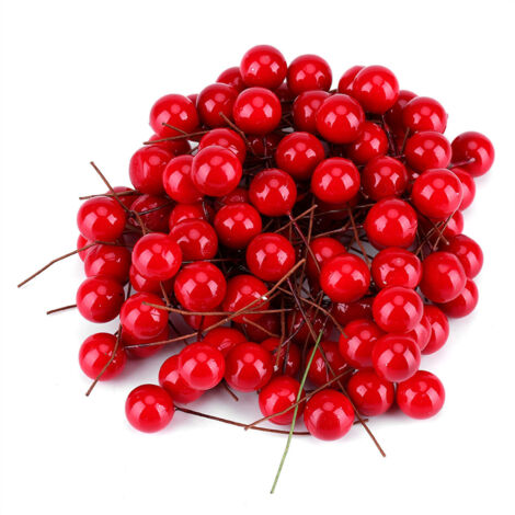100 künstliche rote Stechpalmenbeeren zur Weihnachtsdekoration