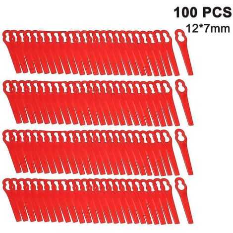 100 lames de tondeuse à gazon en plastique, lames de coupe-bordures - 100 pièces