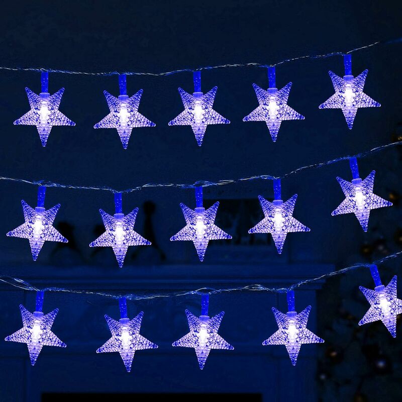 

100 LED 49 FT Star String Lights, Plug In Fairy String Lights Impermeable, Estirable para Interior, Exterior, Ramadán, Fiesta de Bodas, Árbol de