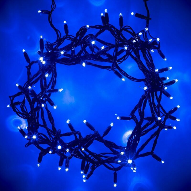 100 LED 8 Functions & Static Christmas Decoration Tree Light/Lights (Blue White/Static)