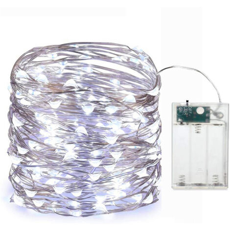 100 LED Lichterketten Batteriebetriebene Mini LED Lichterkette 10M Innen- und Außendekoration Licht für Schlafzimmer Weihnachten Hochzeit Party Hausgarten, Kaltweiß [Energieklasse A+]
