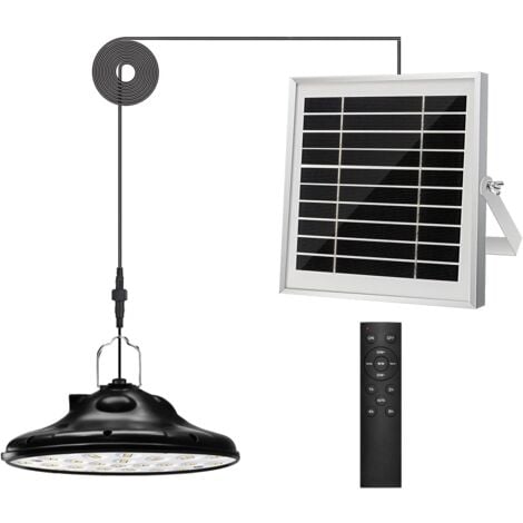 100 LEDs 1200 LM Outdoor Solar Lamp, 3 Modes Solar Hanging Lamp, Adjustable Solar Panel, 4 Brightness with Remote Control, IP66 Waterproof LED Lighting for Garden, Camping/Pergola/Balcony/Patio [Energ