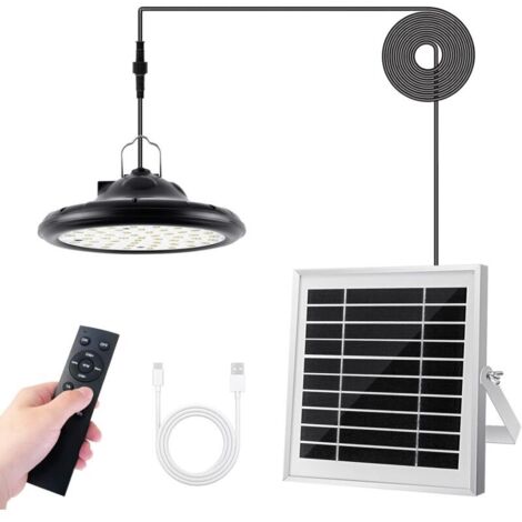 100 LEDs 1200LM Solar Light for Indoor and Outdoor Use, 3 Modes, Adjustable Solar Panel, 4 Brightness Levels with Remote Control, IP66 Waterproof Solar Lighting for Garden/Garage/Yard/Patio