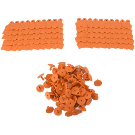 100 leere Ohrmarken aus Kunststoff für Nutztiere – Schafe, Rinder, Schweine – Orange Farm Supplies
