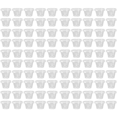 100 lots de gobelets distributeurs transparents jetables en plastique avec couvercles