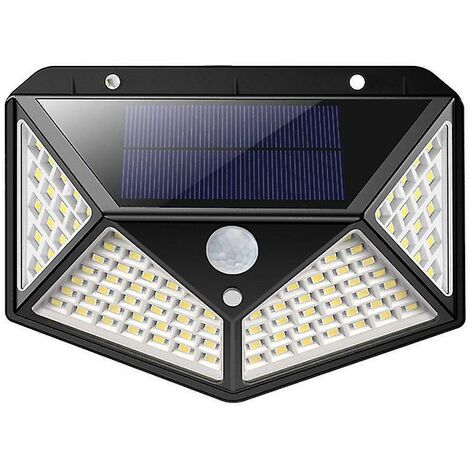 100 luces solares LED para exteriores con sensor de movimiento inteligente resistente a la intemperie con energía Solar Ip65 a prueba de agua con jardín de gran angular