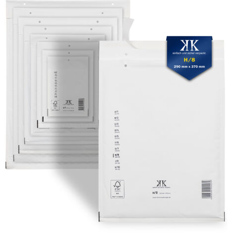 100 Luftpolster-Versandtaschen H8 H/8 290x370mm (Außenmaß) Weiß