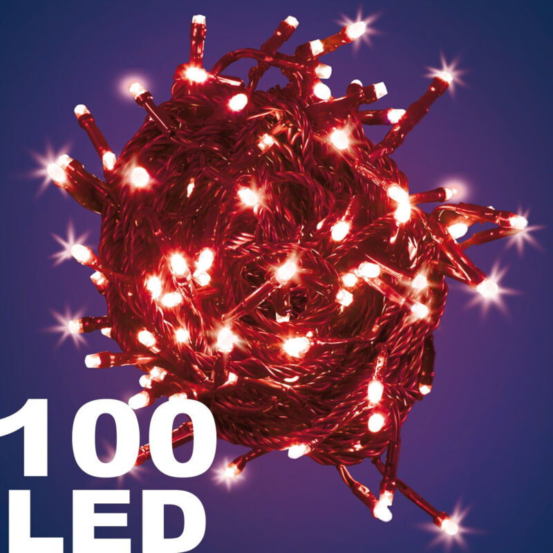 Catena Luminosa 100 Luci Led Lucciole Rossa Rosso With Controller 8 Functions