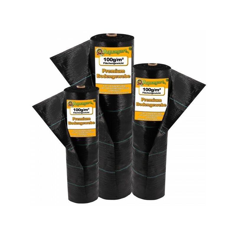 Aquagart - 100 m² tissu de sol, film anti-mauvaises herbes, film de paillage 100 g, 1 m de large, noir