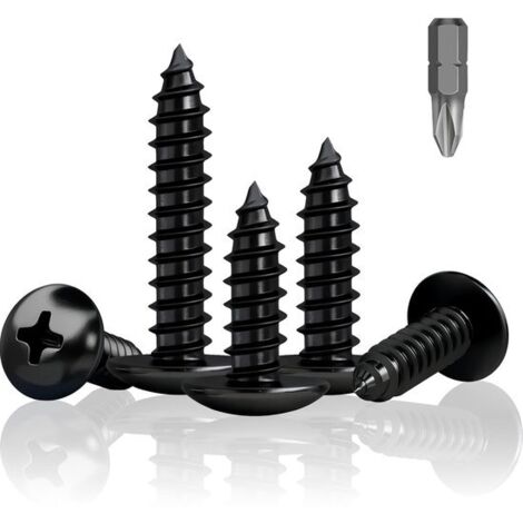 100 M5 x 20mm black self-tapping screws, suitable for wood and sound-absorbing panels, galvanized.
