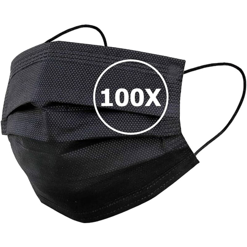 

100 mascarillas higiénicas desechables negras mascarillas de polipropileno de tres capas suaves y transpirables con pinza nasal protección facial