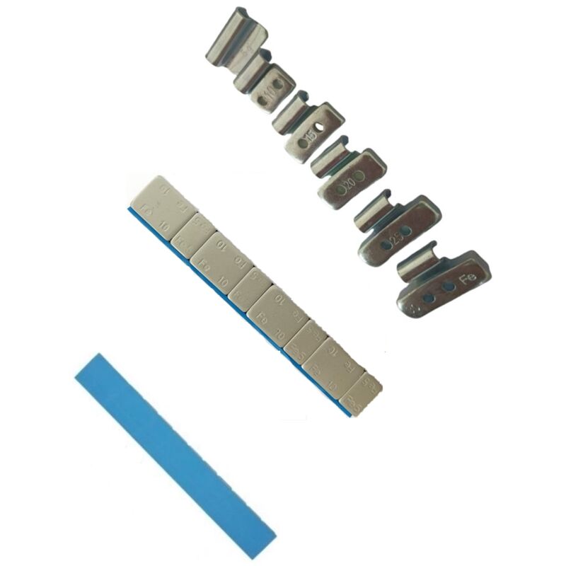 Equipement Express Sicoba - 100 Masses d'Equilibrage Adhésives 4x5g+4x10g + 150 Plombs Masses à Frapper Jantes Alu / Aluminium 5-30g