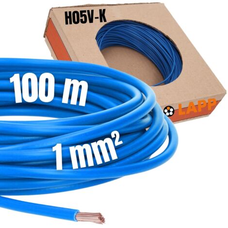 100 Meter Lapp 4510023 H05V-K 1,0 mm² blau I Verdrahtungsleitung I Aderleitung flexibel I PVC Einzelader I Litze 1mm2 I Verdrahtung