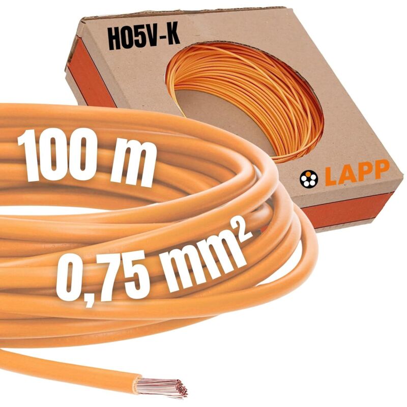 100 Meter Lapp 4510092 H05v-k 0, 75 Mm² Orange I Verdrahtungsleitung I Aderleitung Flexibel I Pvc Einzelader I Draht Litze 0, 75mm2 I Verdrahtung