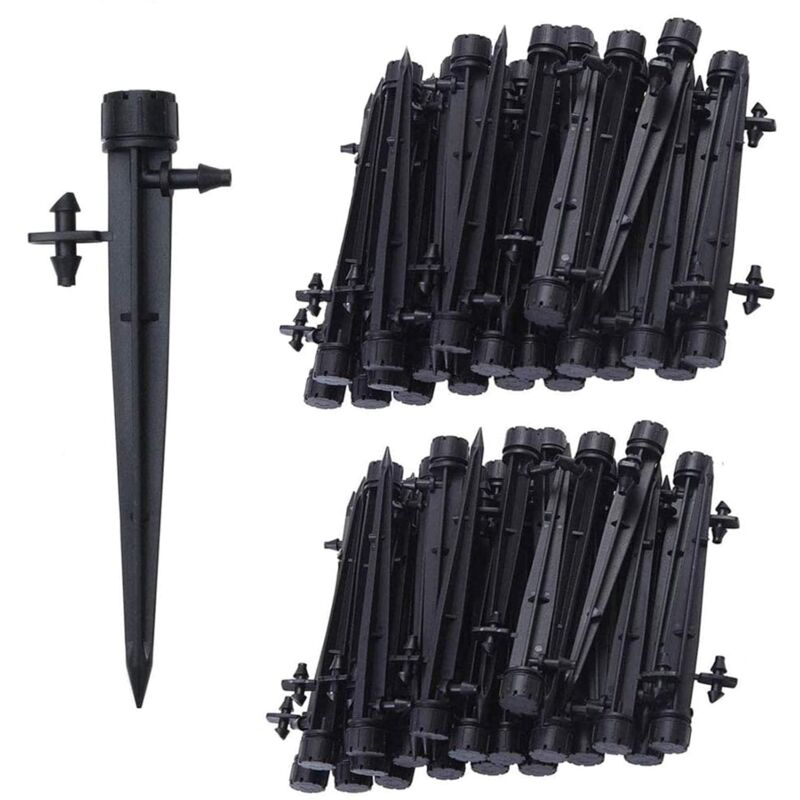 100 Micro-Arroseurs Goutte à Goutte 8 trous 360° Tube 1/4 (4-7mm) Équipement Jardin Noir