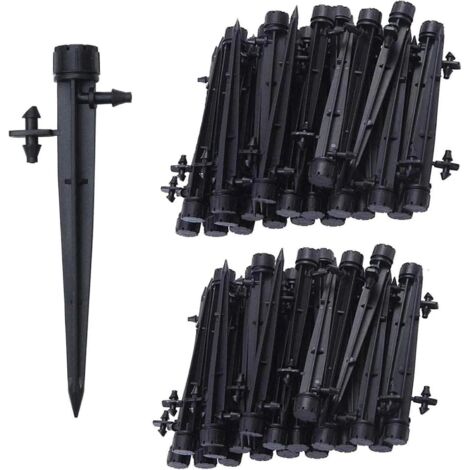 100 micro-asperseurs pour irrigation goutte à goutte, sortie d'eau à 360° avec 8 trous pour tuyau de 4/7 pouces, système d'irrigation goutte à goutte pour jardin