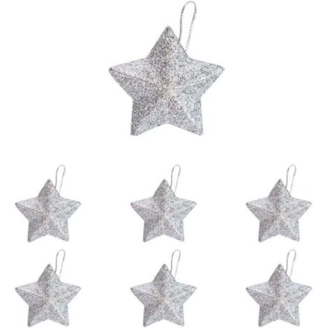 100 mini décorations de sapin de Noël en forme d'étoile, décorations de Noël, fournitures pour fête de Noël à faire soi-même (argenté)
