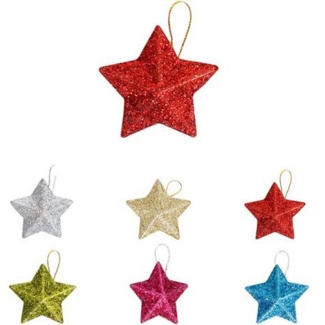 100 mini étoiles pour sapin de Noël, décorations de Noël, articles de fête de Noël à faire soi-même (couleur)