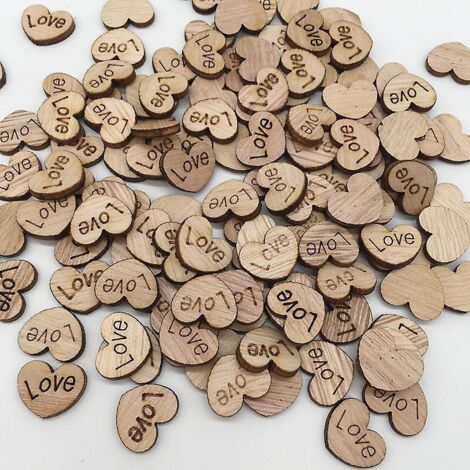 100 Mini-Herz-Modelle aus Holz, einfache Bastelarbeiten für Hochzeitsfeierdekoration