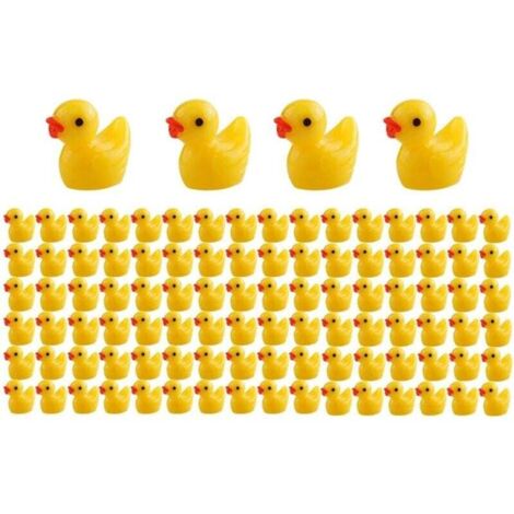 100 mini patos de resina, adornos de jardín en miniatura, animales de hadas, decoración de plantas amarillas, micro patos