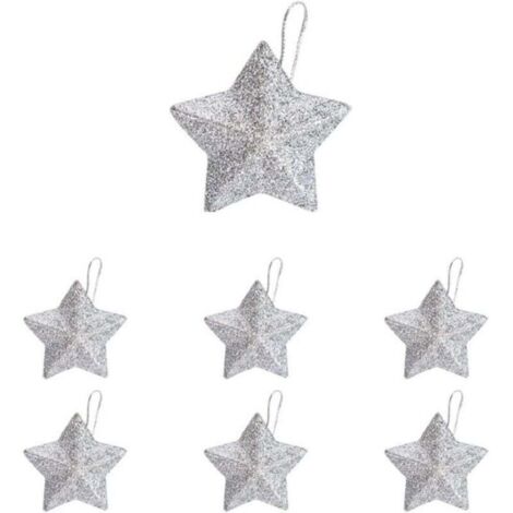 100 Mini-Stern-Weihnachtsbaumschmuck, Weihnachtsdekoration, DIY-Weihnachtsfeierzubehör (silber)