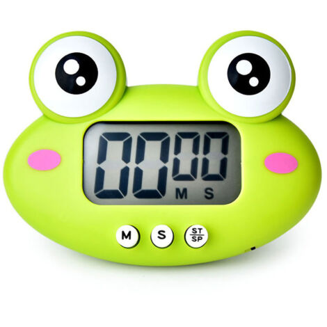 100-Minuten-Digital-Magnettimer für Schüler und Küche – Grüner Frosch-Countdowntimer mit Batterie
